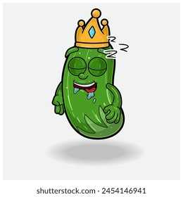 Cucumber Fruit Crown Mascot Character Cartoon With Sleep expression. Vector Illustrations