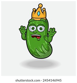 Cucumber Fruit Crown Mascot Character Cartoon With Shocked expression. Vector Illustrations