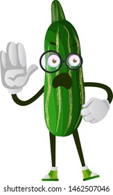 Cucumber with glasses, illustration, vector on white background.