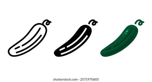 Cucumber green icon. Courgette sign. Plant harvest symbol. Vegetable illustration. Healthy eating and dieting pictogram.