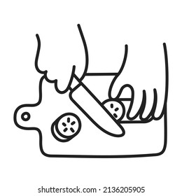 Cucumber. Icono de cocina de Doodle dibujado a mano.