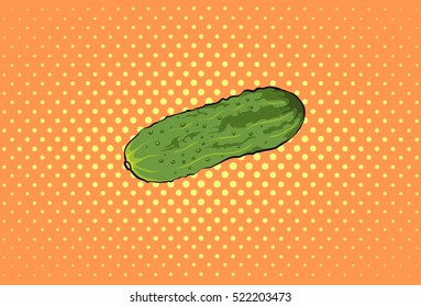 Cucumber, hand drawn, pop art, eco food, cartoon