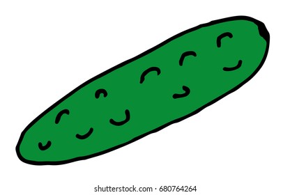 Cucumber hand drawn vector icon for illustration.