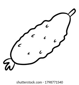 Cucumber. Hand drawn vector illustration in doodle style, isolated on a white background.