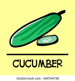 Cucumber hand-drawn style, drawing, hand drawn, illustration.