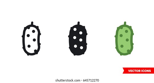 Cucumber icon of 3 types: color, black and white, outline. Isolated vector sign symbol.