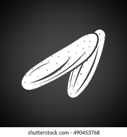 Cucumber icon. Black background with white. Vector illustration.