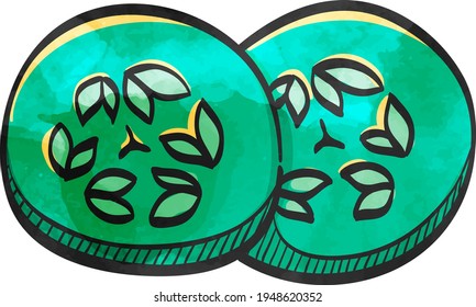 Cucumber icon in color drawing. Food, vitamin, spa, masking, eyes