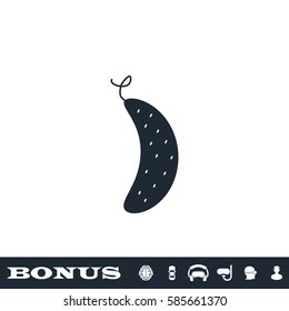 Cucumber icon flat. Black pictogram on white background. Vector illustration symbol and bonus button