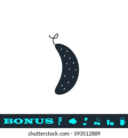 Cucumber icon flat. Black pictogram on white background. Vector illustration symbol and bonus button