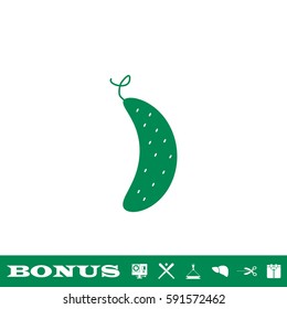 Cucumber icon flat. Green pictogram on white background. Vector illustration symbol and bonus button
