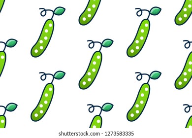 Cucumber icon in flat style isolated on white background.  Seamless pattern stock vector illustration