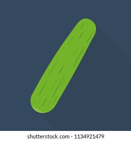 cucumber icon in flat style with long shadow, isolated vector illustration on blue transparent background