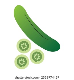 Cucumber icon. fresh fruit isolated on white background. vector illustration.