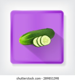 Cucumber. Icon with long shadow. EPS10 vector