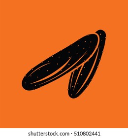 Cucumber icon. Orange background with black. Vector illustration.
