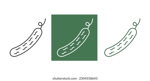 Cucumber icon outline. Food vegetables icon in 3 color. Outline style Vector illustration design on white background. EPS 10