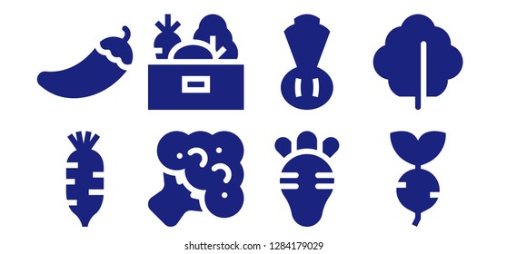  cucumber icon set. 8 filled cucumber icons. Simple modern icons about  - Radish, Pepper, Broccoli, Vegetables, Chives, Turnip, Lettuce