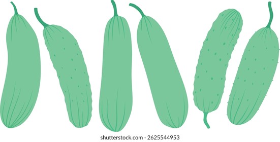 Cucumber icon set in the flat style on white background.