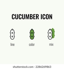 Cucumber icon set line, color