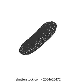 Cucumber Icon Silhouette Illustration. Vegetable Vector Graphic Pictogram Symbol Clip Art. Doodle Sketch Black Sign.