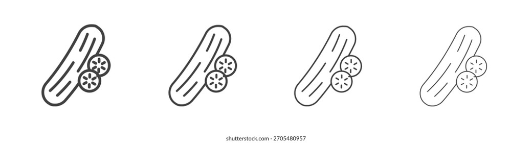 ícone de pepino coleção de vetor, modelo de logotipo de ilustração no estilo de traços editáveis de linha fina na moda.