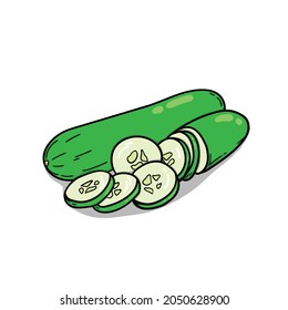 cucumber icon vector illustration hand drawn