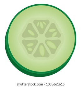 Cucumber icon. Vector illustration of a piece of cucumber. Hand drawn cucumber sliced rings.