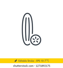 Cucumber Icon / Vector - In Line / Stroke Design