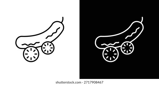 Ícones de pepino vetor preto e branco, conjunto de ícones de linha.