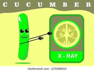 Cucumber illustration with cute kawaii style in vector format suitable for children's books