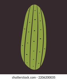 Cucumber illustration. Flat modern abstract clip art with fresh vegetable. Isolated vector icon in doodle style for vegan, vegetarian merch.