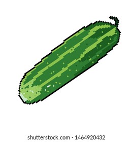 Cucumber illustration with pixel art style. vegetable pixel art. EPS 10