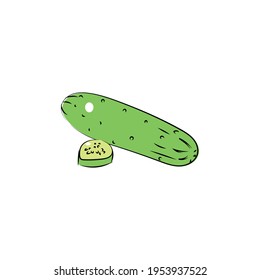Cucumber Illustration Vector Icon Stylized