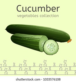 The cucumber image isolated on a light background. Vegetables collection. Vector illustration