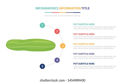 cucumber infographic template concept with five points list and various color with clean modern white background - vector