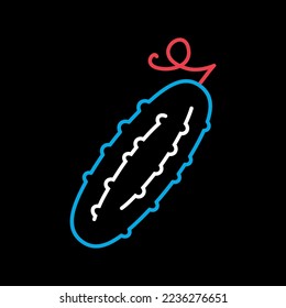 Cucumber isolated design vector on black background icon. Vegetable sign. Graph symbol for food and drinks web site, apps design, mobile apps and print media, logo, UI