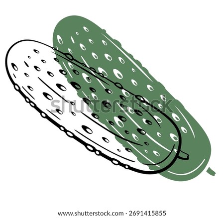 Cucumber isolated on white background. Cucumber Line Drawing Illustration. Food Illustration. Cucumber outline black and white. Vegetables silhouette isolated