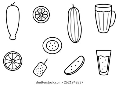 Cucumber juice line art illustration for modern design  