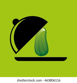 cucumber with knife and work, vector illustration