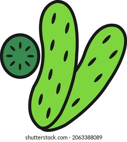 Cucumber Line Filled Vector Icon Design
