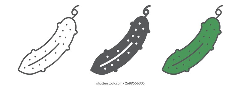 Icono de línea de pepino, fresco y vegetal, signo de vitamina, Vector gráfico, un patrón lineal sobre un fondo blanco, eps 10.