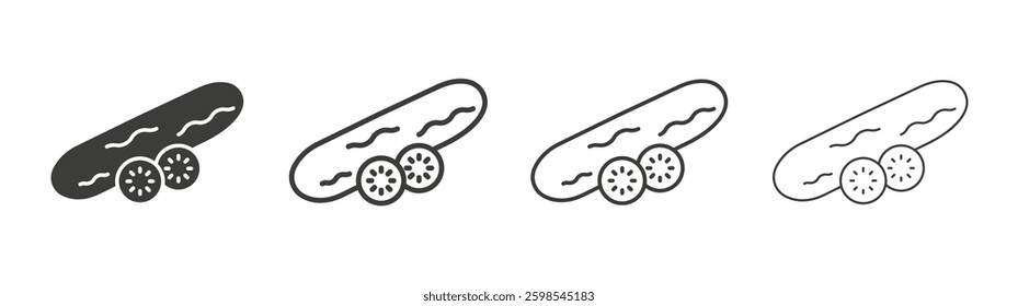 Cucumber line icon vector illustration set.