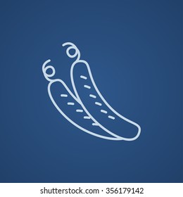 Cucumber line icon for web, mobile and infographics. Vector light blue icon isolated on blue background.