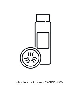 Loción de pepino e icono lineal tónico. Cosméticos naturales y maquillaje. Ilustración personalizable de línea delgada. Símbolo de contorno. Dibujo de contorno aislado del vector. Trazo editable