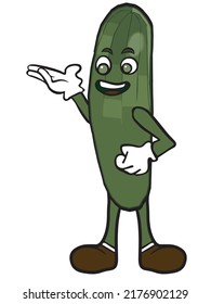 Cucumber mascot making presentations. Fruit character vector illustration. isolated on white background.