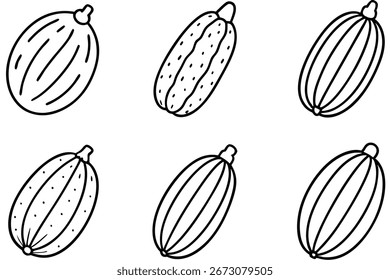 Gurken Melone Linie Kunst Skizze Stil künstlerische Grafik Design