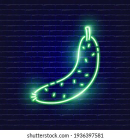 Cucumber neon icon. Glowing Vector illustration icon for mobile, web and menu design. Food concept