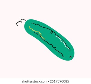 Pepino em um fundo claro, desenho, ilustração desenhada à mão