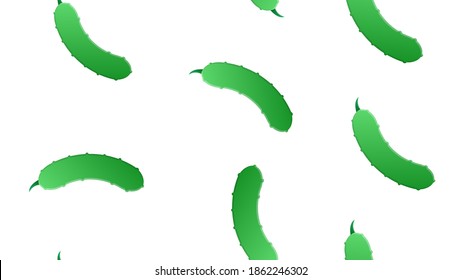 cucumber on a white background, vector illustration, pattern. green cucumber, fresh vegetable for salad. seamless illustration, wallpaper, stylish decor.